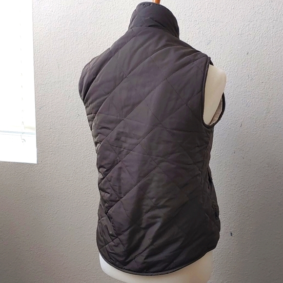 J.Crew Reversible Green/Gold/Cream Full Zip Vest - Picture 6 of 8